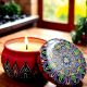 Handcrafted Multicolor Tin Mandala Soy Candle For Home Decor